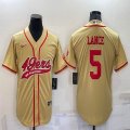 Nike San Francisco 49ers #5 Trey Lance yellow baseball jerseys Joint name-BD