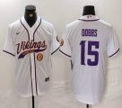 Minnesota Vikings #15 Joshua Dobbs white baseball jersey Joint Name