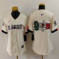 Women Nike Los Angeles Dodgers blank beige fashion MLB baseball Jersey 04