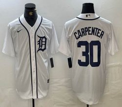 Nike Detroit Tigers #30 Kerry Carpenter white Majestic baseball jerseys big logo -BD