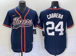 Nike Detroit Tigers #24 Miguel Cabrera dark blue Majestic baseball jerseys Joint name -BD