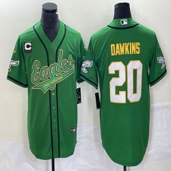 Nike Eagles #20 Brian Dawkins green baseball jerseys Joint name C patch-BD