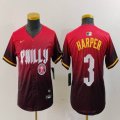 Youth Nike Philadelphia Phillies #3 Bryce Harper red majestic baseball jersey city version 02