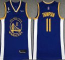 Nike Golden State Warriors #11 Klay Thompson blue nba basketball jerseys 6 patch-XD