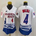 Youth Puerto Rico Baseball #4 Yadier Molina White 2023 World Baseball Classic Replica Player Jersey 01