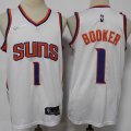 Jordan logo Phoenix Suns #1 Devin Booker white NBA basketball Jerseys 75Th-S8