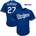 Los Angeles Dodgers #27 Alex Verdugo blue women majestic baseball jersey