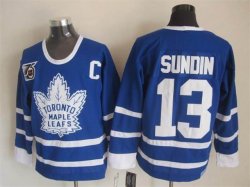 Toronto Maple Leafs 13 Mats Sundin CCM throwback Blue Ice Hockey Jersey Blue 75th patch