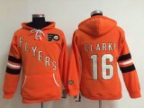 Women Philadelphia Flyers Bobby Clarke 16# orange Ice hockey Hooded Sweatshirt