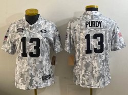 Women San Francisco 49ers #13 Brock Purdy Nike Arctic Camo 2024 Salute to Service Limited Jersey