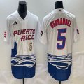 Puerto Rico Baseball #5 Enrique Hernandez White 2023 World Baseball Classic Replica Player Jersey 01