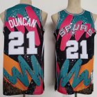 San Antonio Spurs Tim Duncan #21 red black orange throwback nba basketball jersey -CY