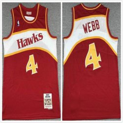 Atlanta Hawks #4 Spud Webb red throwback nba jersey-XD