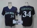 Seattle Mariners 34 Hernandez Blue mlb signature jerseys