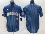 2023 World Cup Mexico blank blue majestic baseball jerseys-BD 03