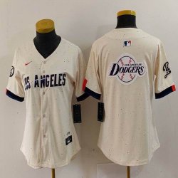 Women Nike Los Angeles Dodgers blank beige fashion MLB baseball Jersey 10