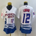 Women Puerto Rico Baseball Francisco Lindor White 2023 World Baseball Classic Replica Player Jersey 03