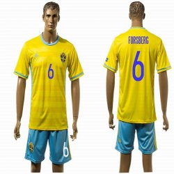 2015-2016 Sweden FORSBERG #6 yellow skyblue soccer jersey home