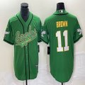 Nike Eagles #11 Carson A.J. Brown green baseball jerseys Joint name-BD