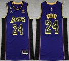 Los Angeless Lakers #24 Kobe Bryant purple basketball Jerseys with 6 patch-XD