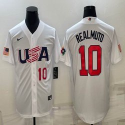 2023 World Cup #10 J.T. Realmuto white USA majestic baseball jerseys 08