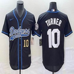 Nike Los Angeles Dodgers #10 Justin Turner black majestic baseball Jerseys Joint name -BD