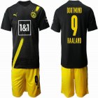 2020-2021 Dortmund club #9 HAALAND black yellow soccer jersey away