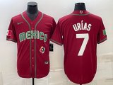 2023 World Cup Mexico #7 Julio Urias red blank majestic baseball jerseys 05