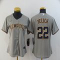 Women Nike Milwaukee Brewers #22 Christian Yelich gray majestic baseball Jersey