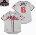 Atlanta Braves #8 Javy Lopez gray throwback baseball jersey-SG