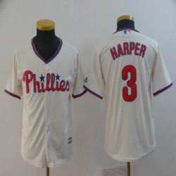 Youth Philadelphia Phillies #3 Bryce Harper beige majestic mlb Jersey