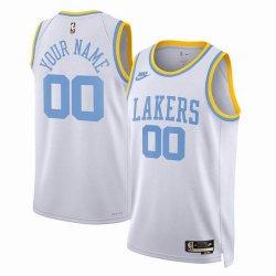 Customized Los Angeles Lakers white throwback basketball jerseys