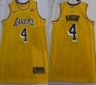 Los Angeless Lakers #4 Dalton Knecht yellow basketball jerseys