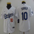 Custom Youth Los Angeles Dodgers #10 Justin Turner white majestic baseball Jersey-BD