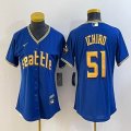 Youth Nike Seattle Mariners #51 Ichiro Suzuki blue majestic mlb jersey city version-BD 01