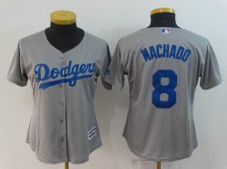 Women Los Angeles Dodgers #8 Manny Machado gray majestic Baseball Jerseys