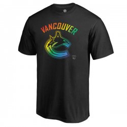 Men\'s Vancouver Canucks Fanatics Branded Black Rainbow Pride T-Shirt