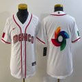 Youth 2023 World Cup Mexico blank white majestic baseball jerseys 04