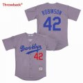 Los Angeles Dodgers #42 Jackie Robinson gray majestic baseball jersey-SG