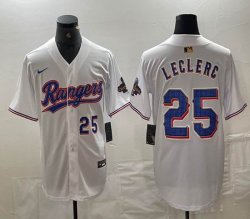 Nike Texas Rangers #25 Jose Leclerc white majestic baseball jerseys Champion patch-BD 02