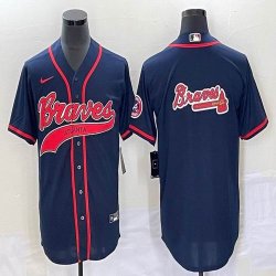 Nike Atlanta Braves blank blue majestic baseball MLB Jerseys Joint name -BD 01