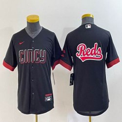 Youth Nike Cincinnati Reds blank black majestic baseball jerseys 02