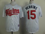 Minnesota Twins Glen Perkins 15# White Blue stripes mlb Jerseys