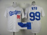 Los Angeles Dodgers 99# RYU white MLB signature jersey