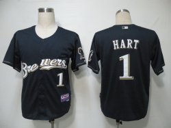 MLB Jerseys Milwaukee Brewers 1# Hart Dark Blue