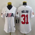 Youth 2023 World Cup #31 Cedric Mullins white USA majestic baseball jerseys 08