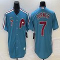 Nike Philadelphia Phillies #7 Trea Turner skyblue throwback mlb jerseys