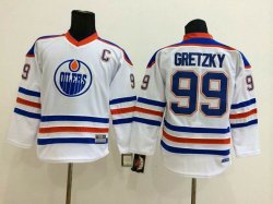 Youth Edmonton Oilers #99 Wayne Gretzky White Jersey C patch