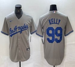 Los Angeles Dodgers #99 Kelly Nike gray majestic baseball Jersey-BD