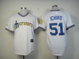 Seattle Mariners 51 Ichiro White throwback mlb jerseys